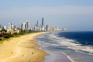 aerial shot of Gold Coast beaches